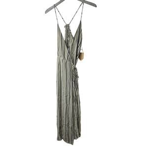 Whimsy + Row Cleo Dress Blue Stripe Midi Dress NEW